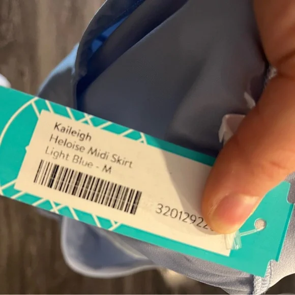 NWT Light Blue Midi Satin Skirt - Picture 3 of 4